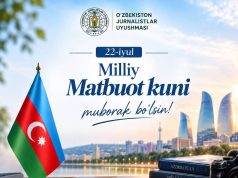 Özbəkistan Jurnalistlər Birliyinin sədri Azərbaycan Milli Mətbuat Günü münasibətilə Azərbaycanlı həmkarını təbrik edib